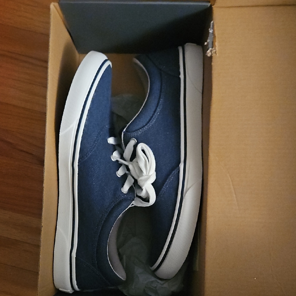 BRAND NEW- Navy Blue Canvas Sneakers with White Laces